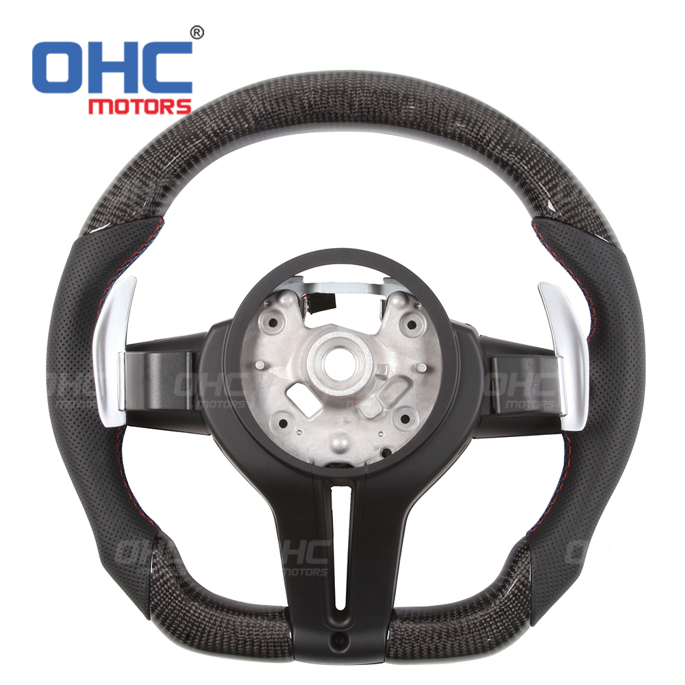 Alcantara Suede Carbon Fiber Steering Wheel Compatible with BMW F30 F35 F80 F15 F16 F25 M2 M3 M4 M5 M6 Leather Steering Wheel Assembly