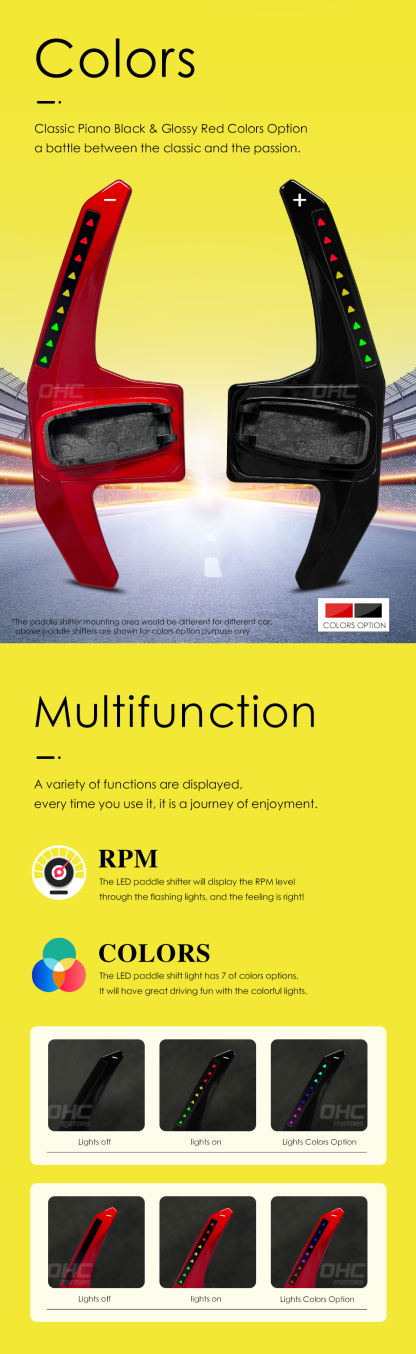 LED RPM Performance Paddle Shift for BMW MINI Cooper F54 F55 F56 F57 F60 2015 to 2022 Paddle Shift Shifter Shifters ohc motors