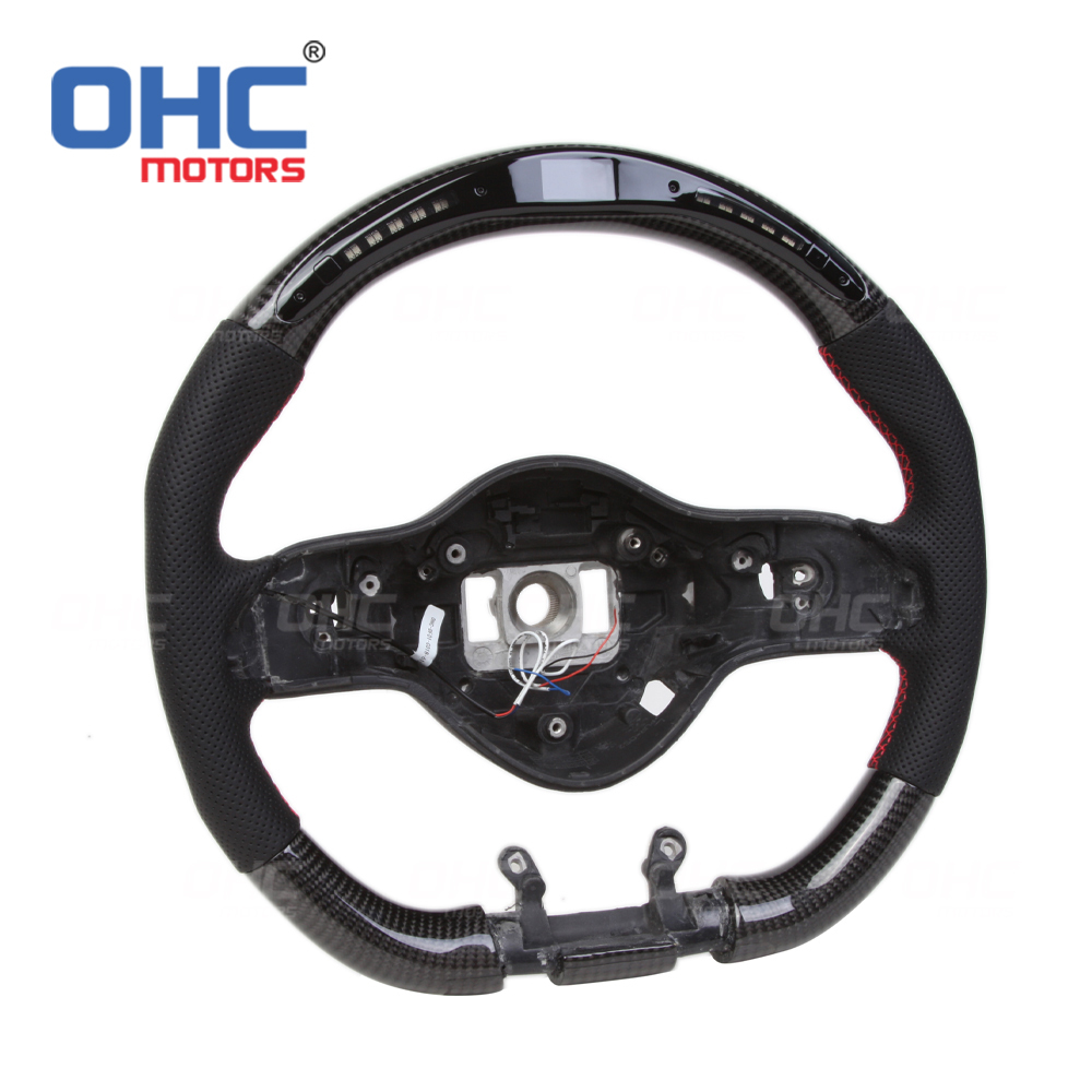 LED RPM Carbon Fiber Steering Wheel Core Alcantara Fit For AMG Mercedes-Benz W204 W205 W211 AMG GLE CLA 2018-2021