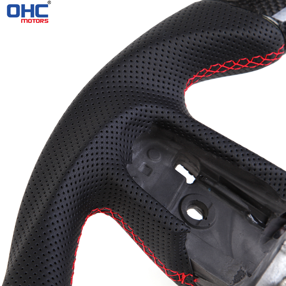 Prepreg Dry Carbon Fiber D-shaped Flat-bottom Steering Wheel for Dodge RAM 1500 TRX 2018-2024 Preforated Leather Grip US STOCK
