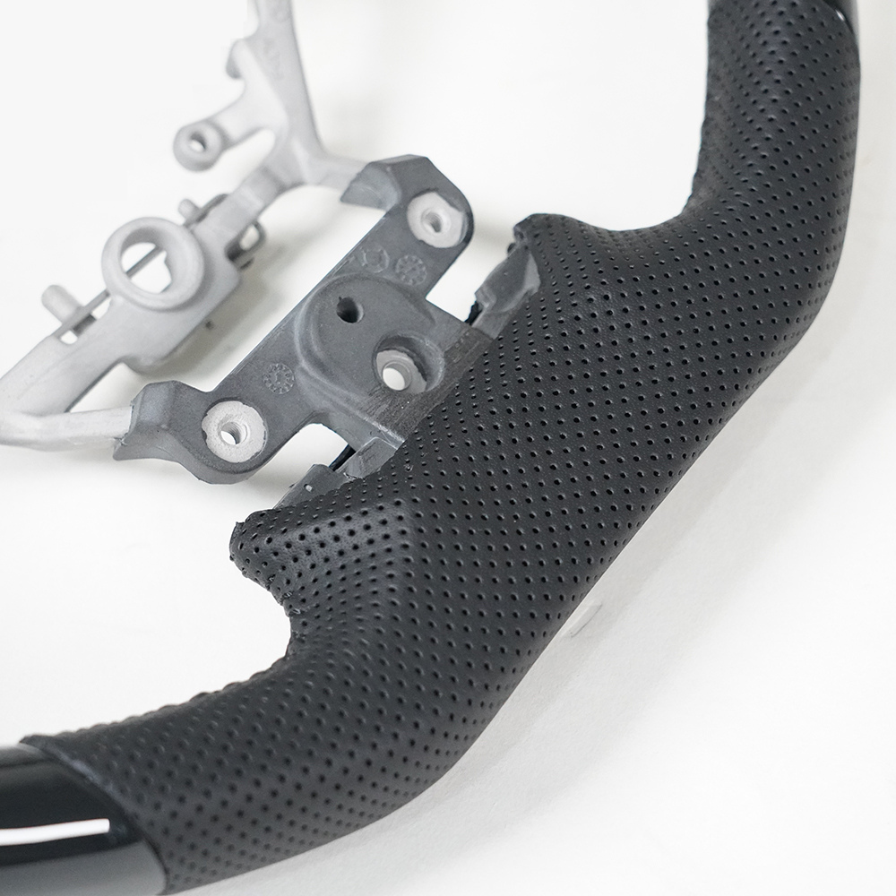 Painted Glossy Black ABS D-shape Flat-bottom Steering Wheel for Lexus ES 300 15-17 RX 350 16-20 LX 570 16-19 Preforated Leather Grip US STOCK