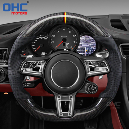 Real Carbon Fiber Steering Wheel Compatible with Porsche 911 718 918 Panamera Macan Cayenne Cayman