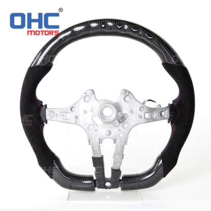 LED Racing Car Real Carbon Fiber Steering Wheel For BMW M3 F30 F35 F80 F15 F16 F25 M2 M3 M4 Suede Alcantara Steering Wheel Carbon Fiber