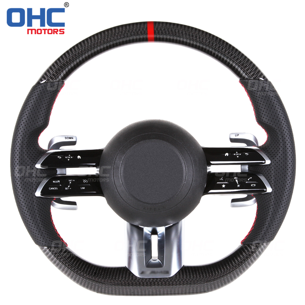 Wholesale Car Carbon Fiber Steering Wheel Assembly Set Compatible with Mercedes-Benz W204 W205 W211 AMG GLE CLA Leather Suede Carbon Fiber