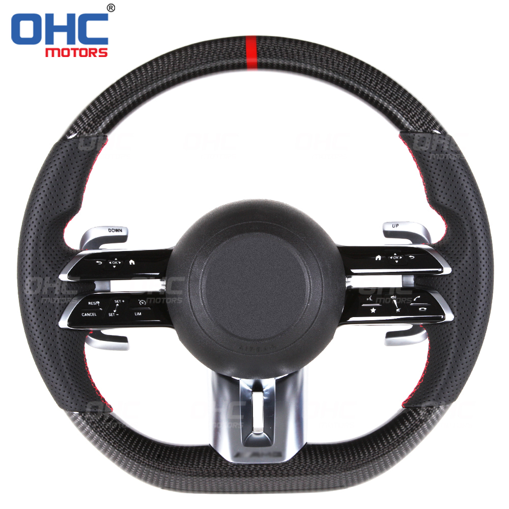 Wholesale Car Carbon Fiber Steering Wheel Assembly Set Compatible with Mercedes-Benz W204 W205 W211 AMG GLE CLA Leather Suede Carbon Fiber