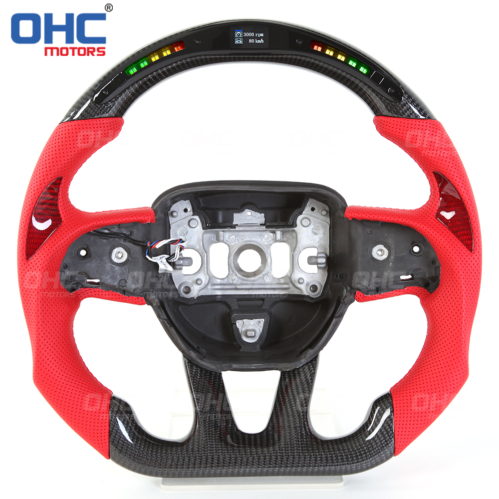 LED Carbon Fiber Steering Wheel For Dodge Challenger Hellcat Charger SRT