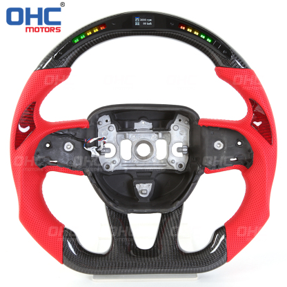 LED Carbon Fiber Steering Wheel For Dodge Challenger Hellcat Charger SRT