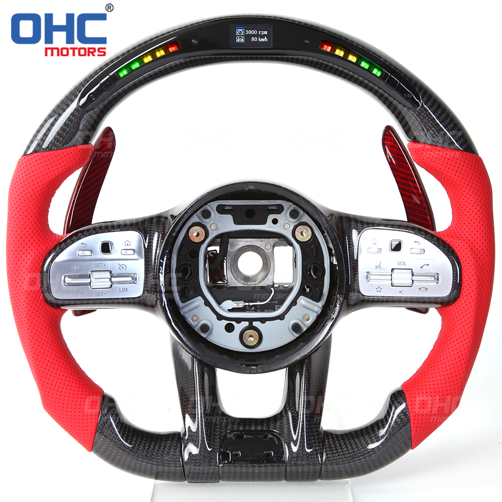 Wholesale Car Carbon Fiber Steering Wheel Assembly Set Compatible with Mercedes-Benz W204 W205 W211 AMG GLE CLA Leather Suede Carbon Fiber