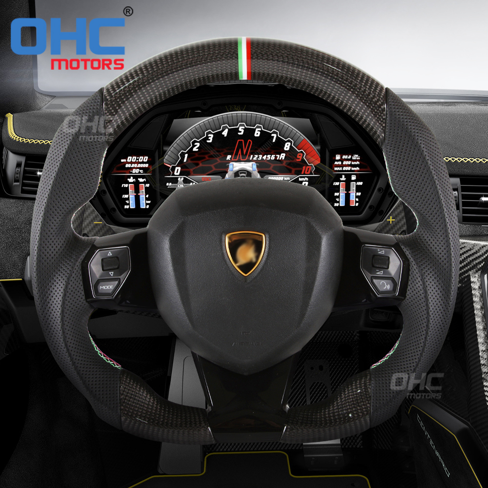 Real Carbon Fiber Steering Wheel for Lamborghini Aventador LED RPM Racing Car Steering Wheel Carbon Fiber ohc motors