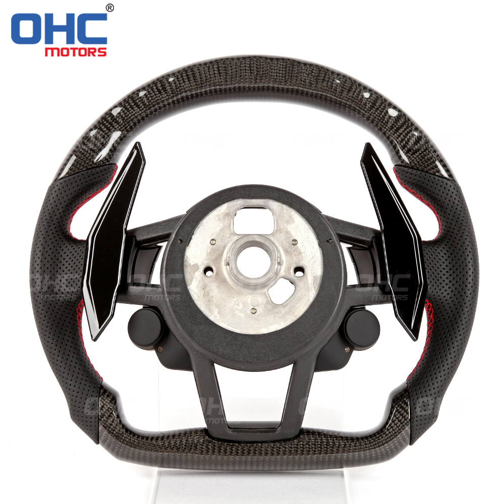Steering Wheel Assembly Audi R8 for S3 S4 S5 S6 S7 A3 A4 A5 A6 A7 RS3 RS4 RS5 RS6 RS7 LED Racing Car Steering Wheel Carbon Fiber