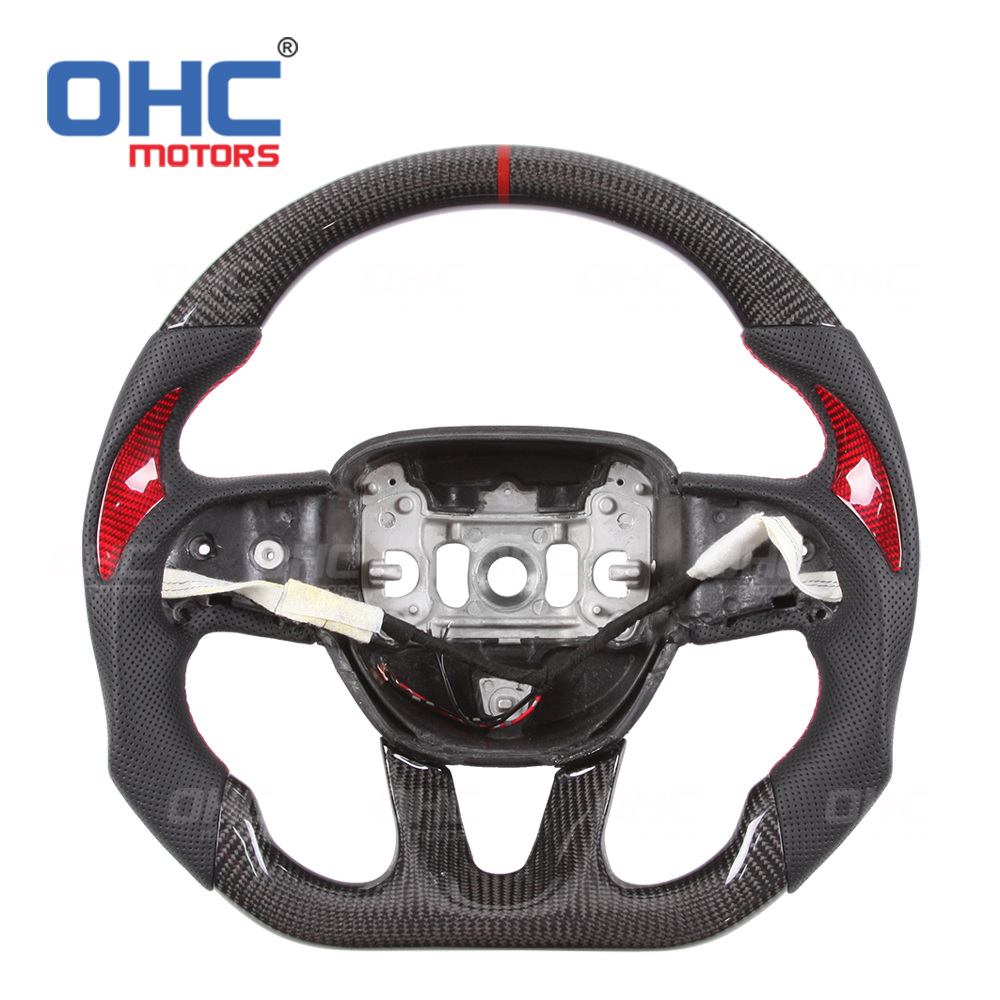 Real Carbon Fiber Steering Wheel For Dodge Challenger Hellcat Charger SRT Carbon Fiber Steering Wheel