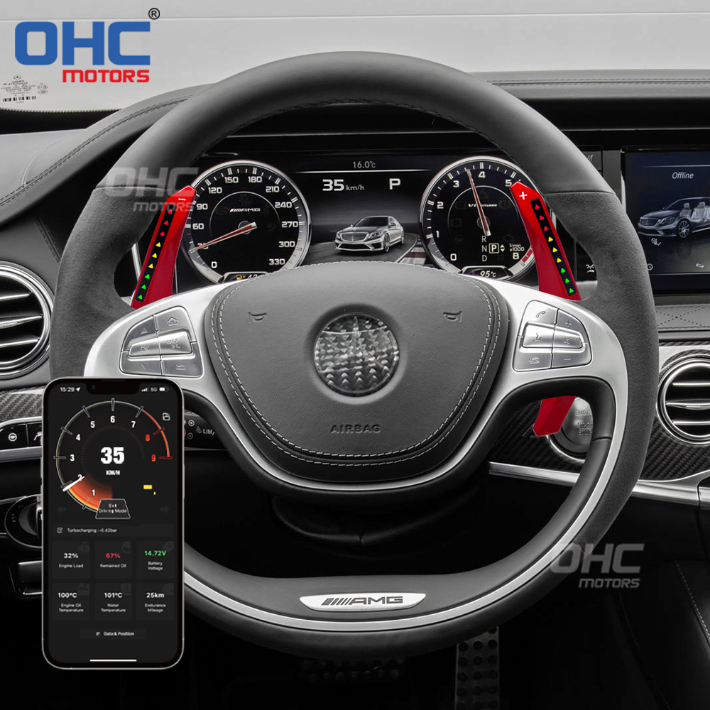 Car Steering Wheel Shift Paddle for Mercedes GLA X156 180 250 GLC GLE W213 W204 W205 X253 2013-2019 LED RPM Smart Paddle Shift