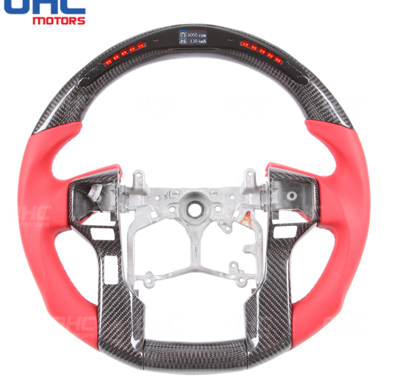 LED Carbon Fiber FLAT BOTTOM Steering Wheel For TOYOTA Prado Tundra Highlander Car Steering Wheel Carbon Fiber ohc motors