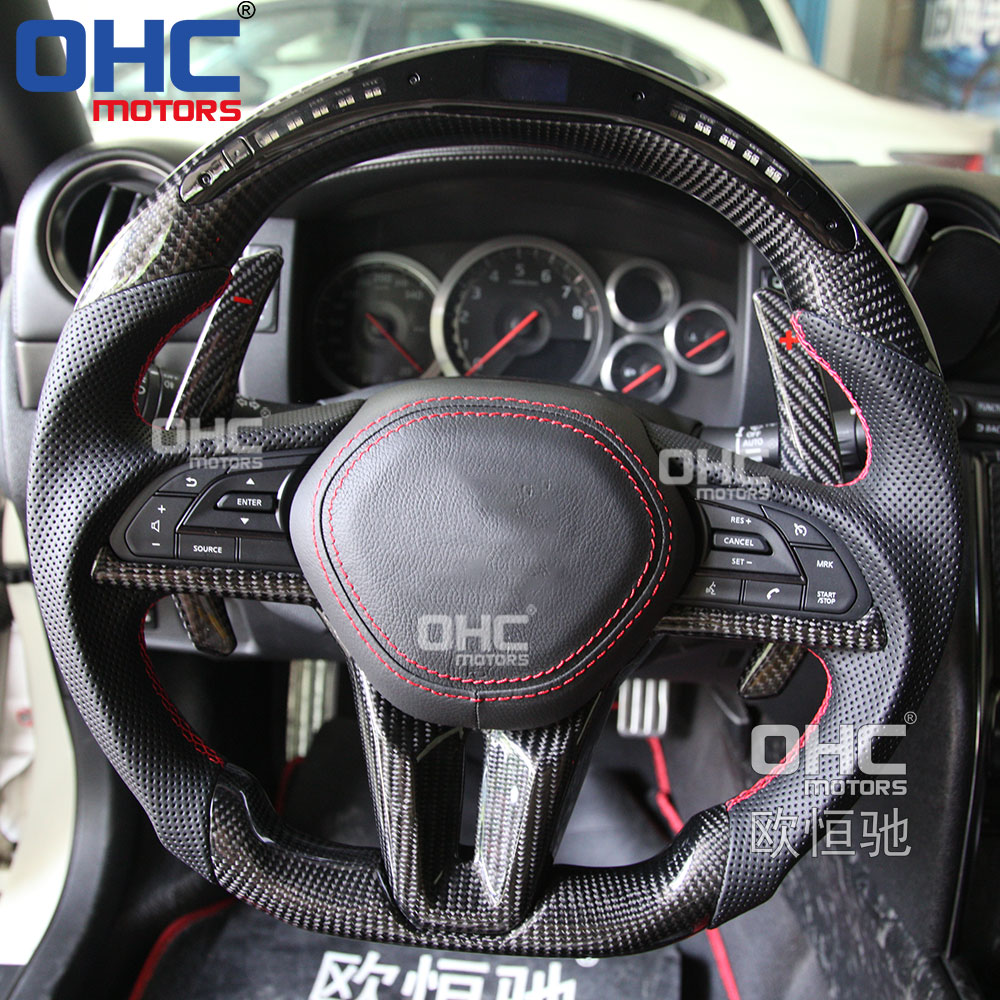 LED Carbon Fiber Steering Wheel For Nissan GTR Skyline 2017+ Steering Wheel Carbon Fiber ohc motors