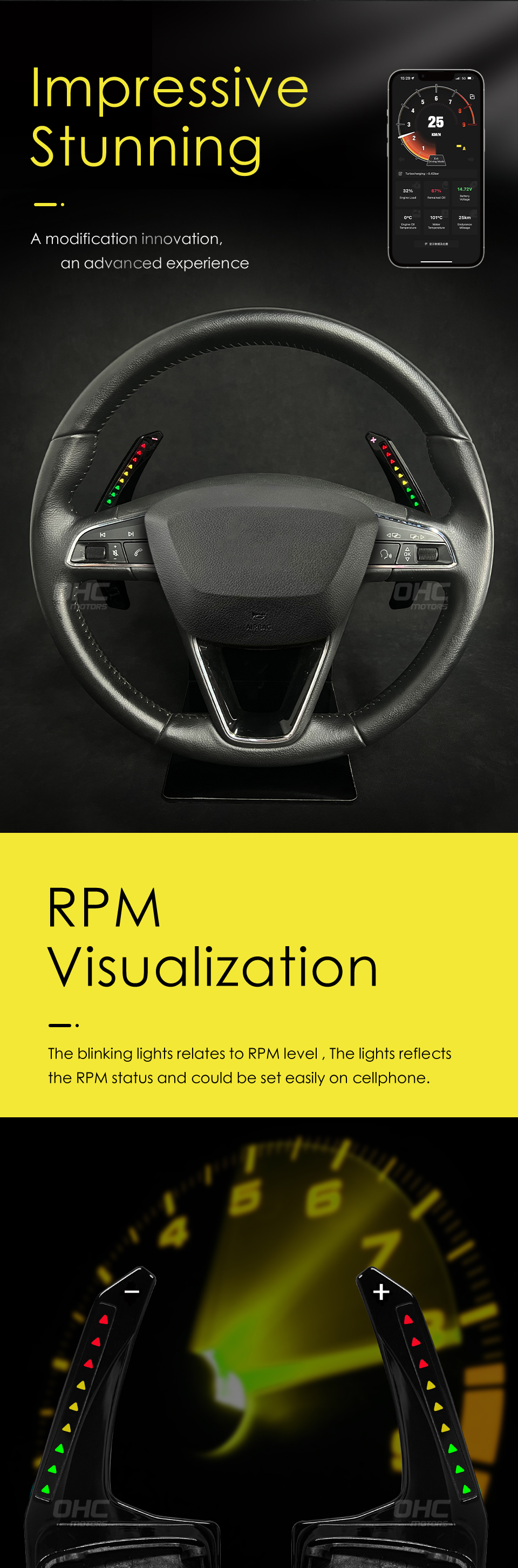 LED RPM Paddle Shift for Seat Leon Cupra mk2 mk3 LED RPM Racing Car Steering Wheel Paddle Shift Shifter Shifters