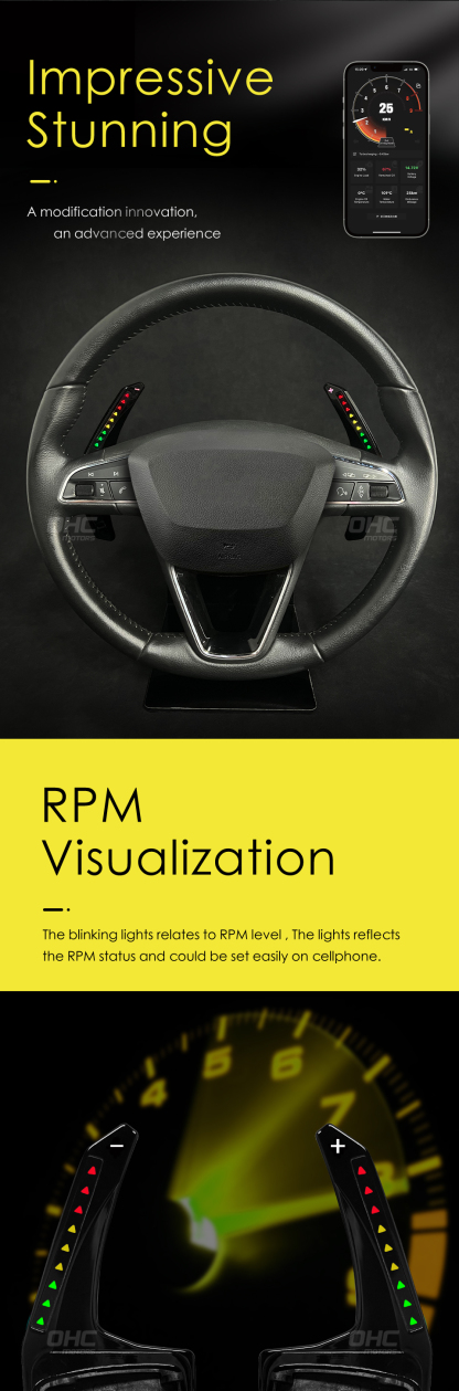 LED RPM Paddle Shift for Seat Leon Cupra mk2 mk3 LED RPM Racing Car Steering Wheel Paddle Shift Shifter Shifters