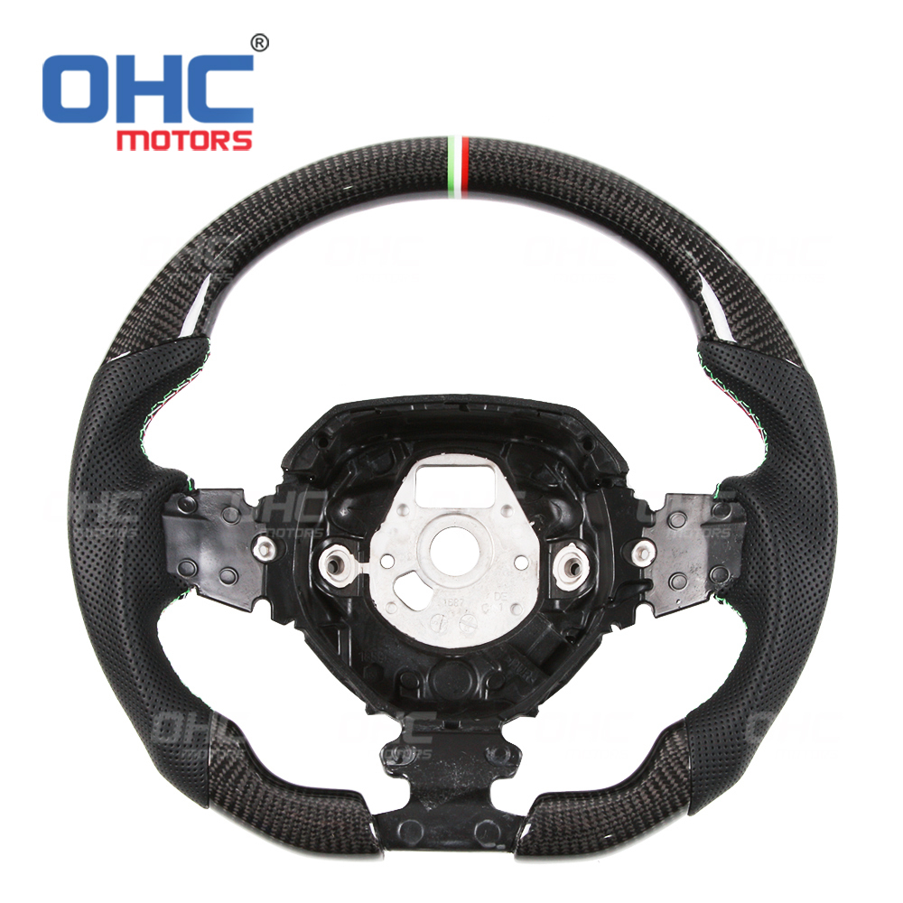 100% carbon fiber perforated leather steering wheel for lamboeghini aventador