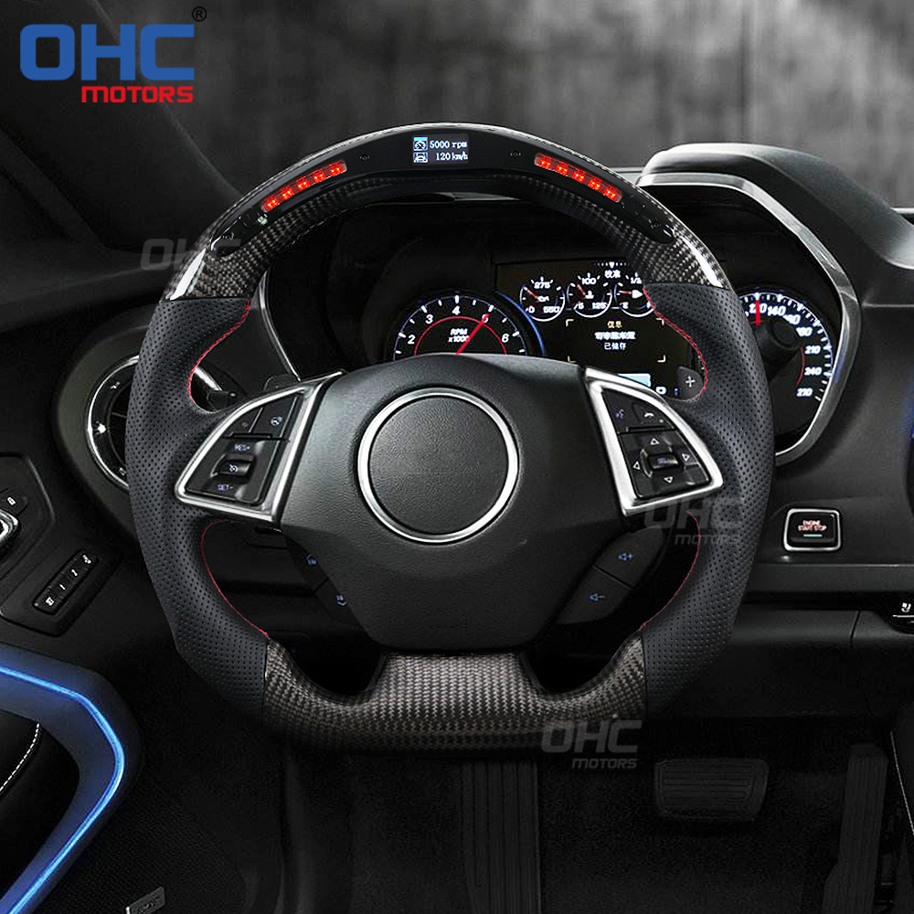 LED RPM Racing Car Carbon Fiber Steering Wheel for Chevrolet Corvette C6 C7 C8 Leather Car Steering Wheel Carbon Fiber ohc motors