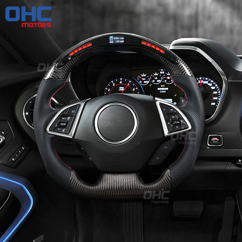 LED RPM Racing Car Carbon Fiber Steering Wheel for Chevrolet Corvette C6 C7 C8 Leather Car Steering Wheel Carbon Fiber ohc motors