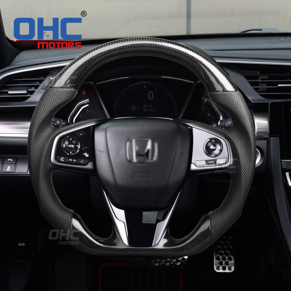LED Racing Car Carbon Fiber Streering Wheel For HONDA CIVIC OHC MOTORS