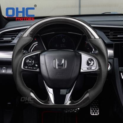 LED Racing Car Carbon Fiber Streering Wheel For HONDA CIVIC OHC MOTORS