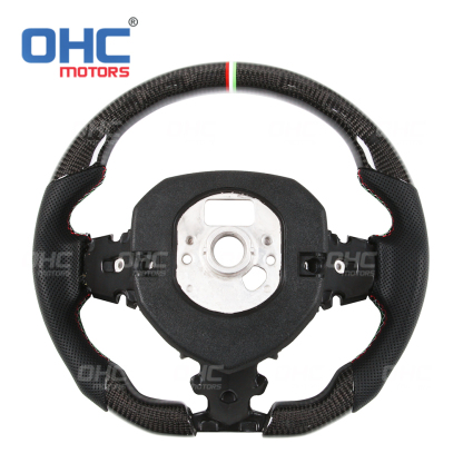 100% carbon fiber perforated leather steering wheel for lamboeghini aventador