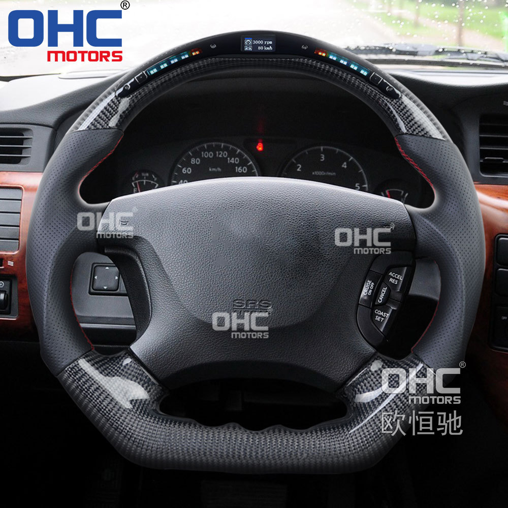 LED Carbon Fiber Steering Wheel For Nissan Patrol Y61 Car steering wheel Carbon Fiber ohc motors