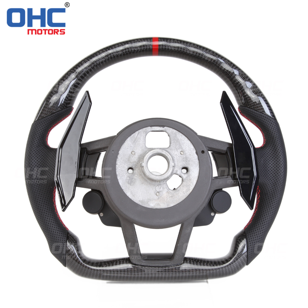Steering Wheel Assembly Audi R8 for S3 S4 S5 S6 S7 A3 A4 A5 A6 A7 RS3 RS4 RS5 RS6 RS7 LED Racing Car Steering Wheel Carbon Fiber