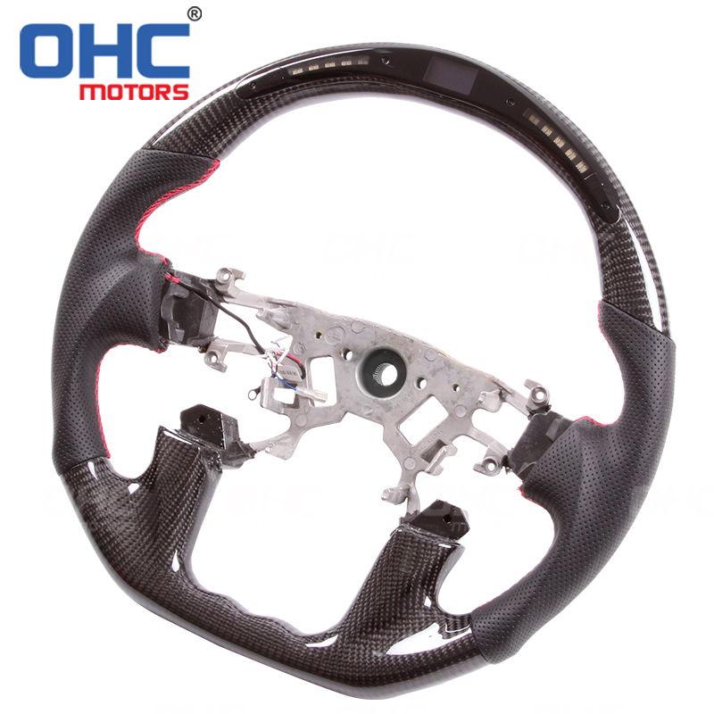LED Racing Car Steering Wheel For Nissan Patrol Y62 Year 2015-2021 Carbon Fiber steering wheel