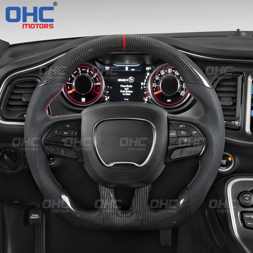 Real Carbon Fiber Steering Wheel For Dodge Challenger Hellcat Charger SRT Carbon Fiber Steering Wheel