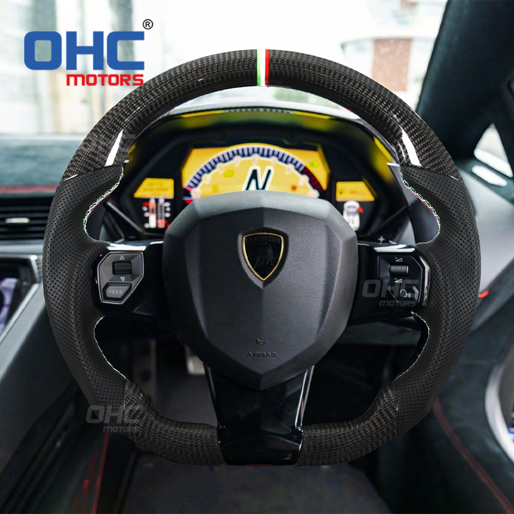 100% carbon fiber perforated leather steering wheel for lamboeghini aventador