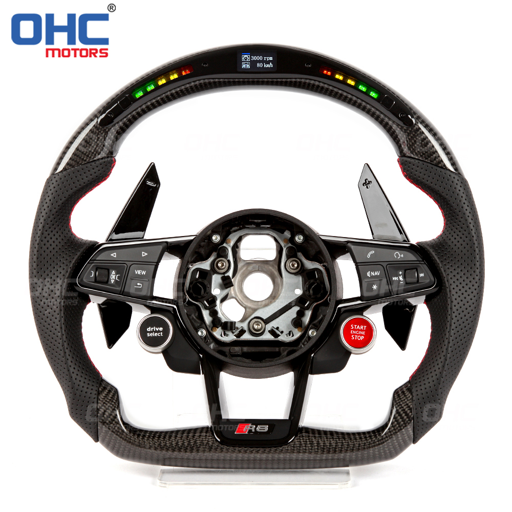 Steering Wheel Assembly Audi R8 for S3 S4 S5 S6 S7 A3 A4 A5 A6 A7 RS3 RS4 RS5 RS6 RS7 LED Racing Car Steering Wheel Carbon Fiber