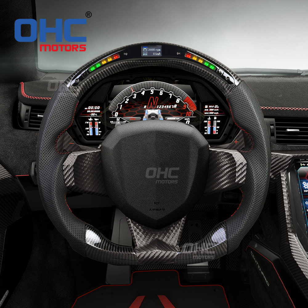 Real Carbon Fiber Steering Wheel for Lamborghini Aventador LED RPM Racing Car Steering Wheel Carbon Fiber ohc motors