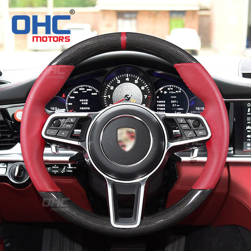 Real Carbon Fiber Steering Wheel Compatible with Porsche 911 718 918 Panamera Macan Cayenne Cayman