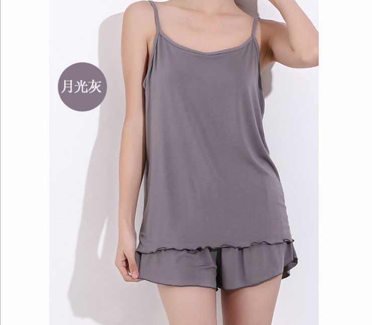 Two-Piece Pajamas New Plus Size Women's Comfortable Simple Strap Homewear Pajamas Loose Shorts Set