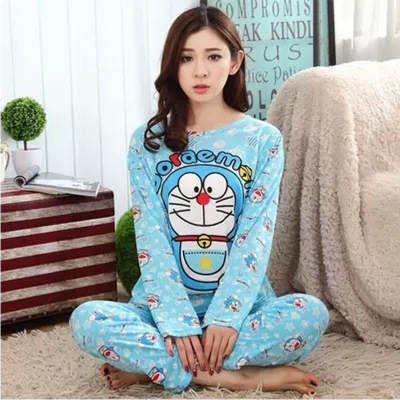 Spring and Autumn New Long Sleeve Pajamas Women's Trousers plus Size Cute Cartoon Pajamas Women's Winter Homewear Suit 