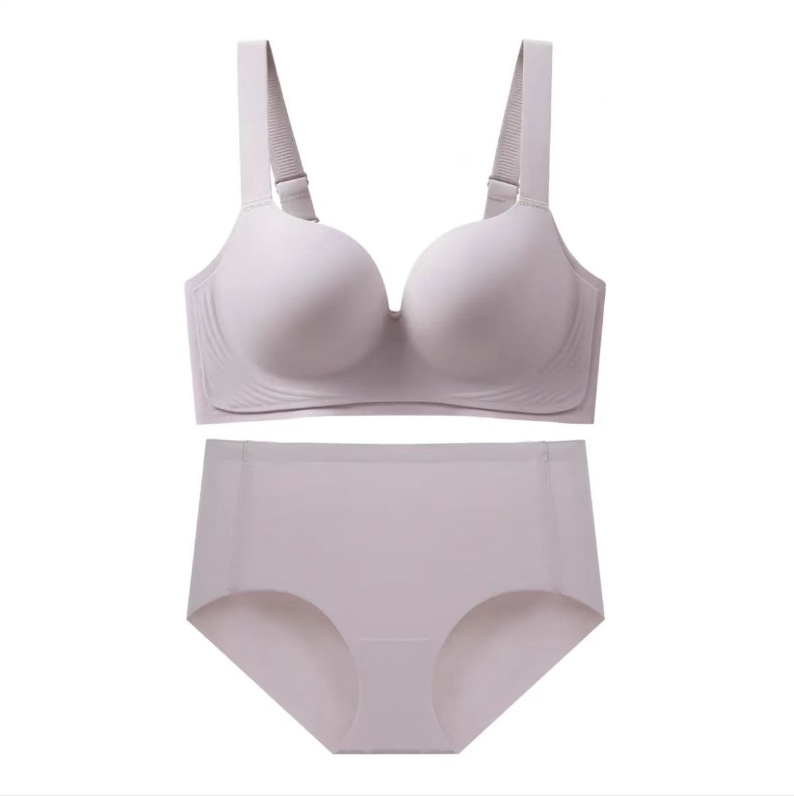 Seamless Bra for Women with Large Busts, Minimizing Small Busts, Thin Fixed Cup, Comfortable, Push-Up, Side Breast Collection, Anti-Sagging Bra Set