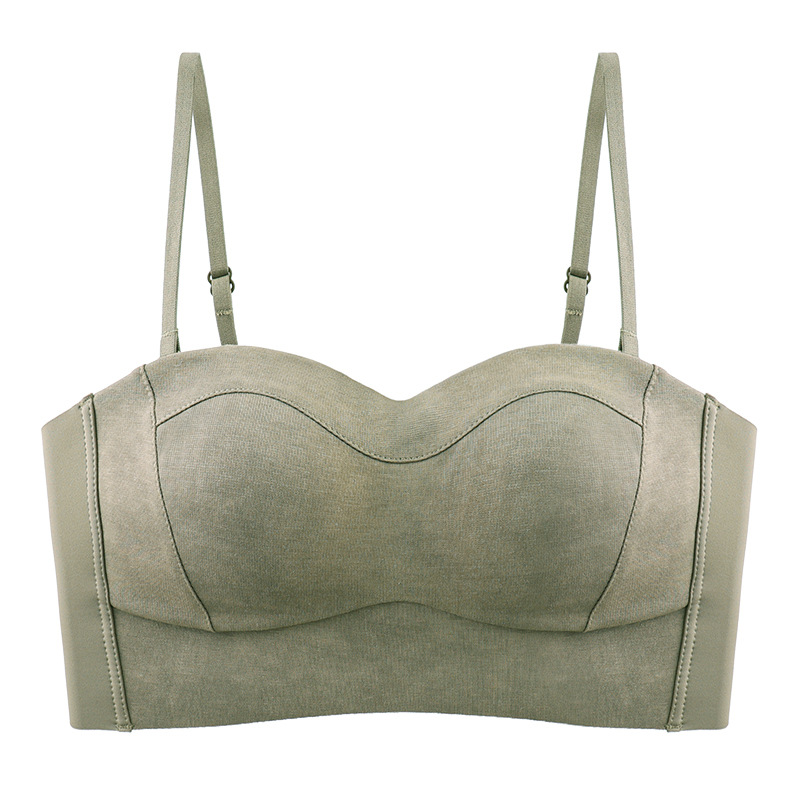 Thin Strap Bra for Women, Small Chest Push-Up, Enhancing, Side Breast Collection, Anti-Sagging, Wireless, Seamless, Tube Top Style Bra