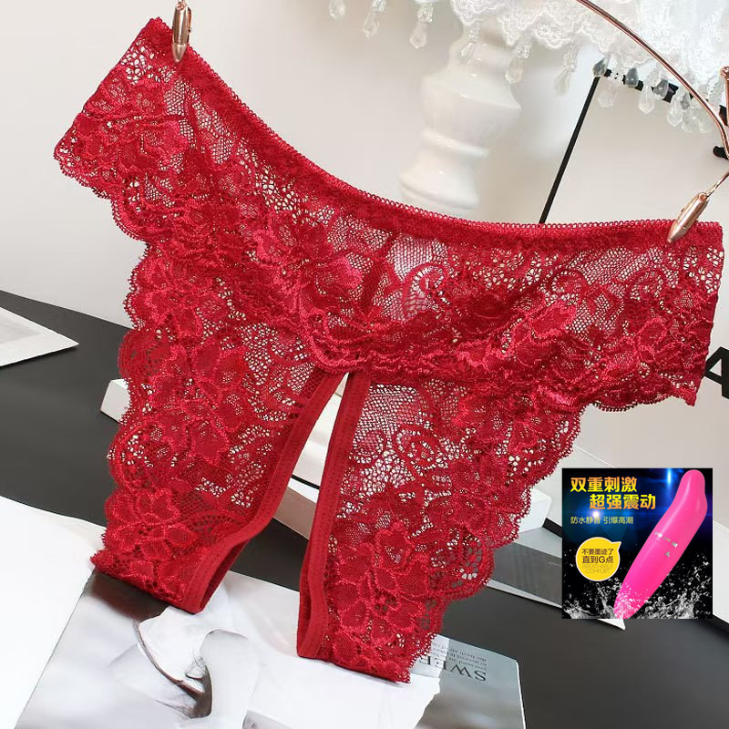  Women's Lingerie Lace Temptation Sexy Hip-Exposing Passionate Fun Panties Crotchless -SLIQIA