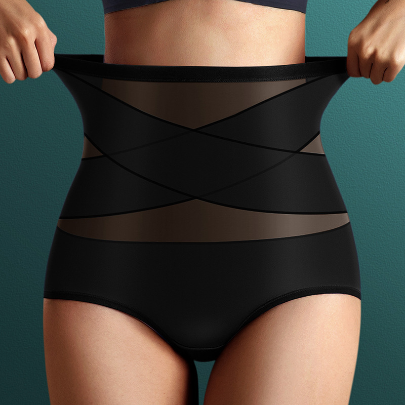 Hot-Selling Shaping Pants Cross Ice Silk High-Waist Tummy Control Underwear for Women Thin Hip-Lifting Breathable-SLIQIA