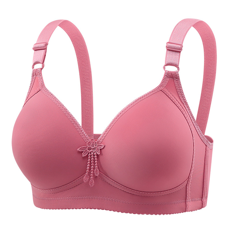 Smooth Surface Middle-aged and Elderly Mom Style Wireless Push-up Breathable Comfortable Bra for Women with Large Bust Minimizing Side Breast Coverage-SLIQIA