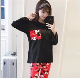 Spring and Autumn New Long Sleeve Pajamas Women's Trousers plus Size Cute Cartoon Pajamas Women's Winter Homewear Suit 