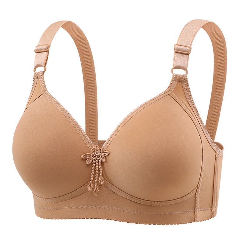 Smooth Surface Middle-aged and Elderly Mom Style Wireless Push-up Breathable Comfortable Bra for Women with Large Bust Minimizing Side Breast Coverage-SLIQIA