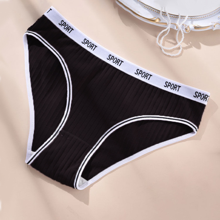 New Women's Pure Cotton Underwear Soft Comfortable Large Size Mid-Low Waist Sports Fitness Triangle Panties-SLIQIA