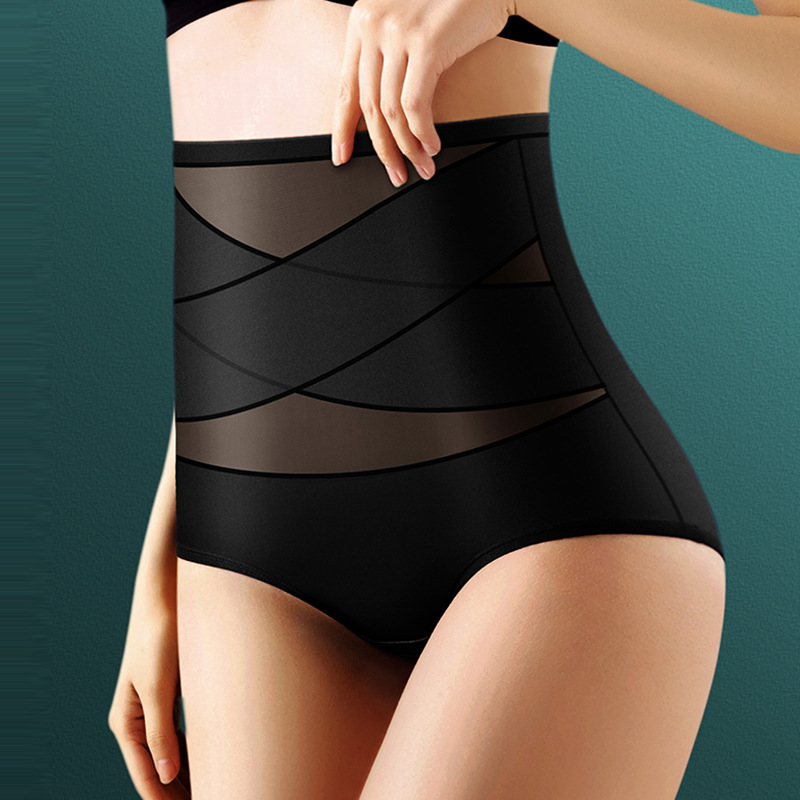 Hot-Selling Shaping Pants Cross Ice Silk High-Waist Tummy Control Underwear for Women Thin Hip-Lifting Breathable-SLIQIA