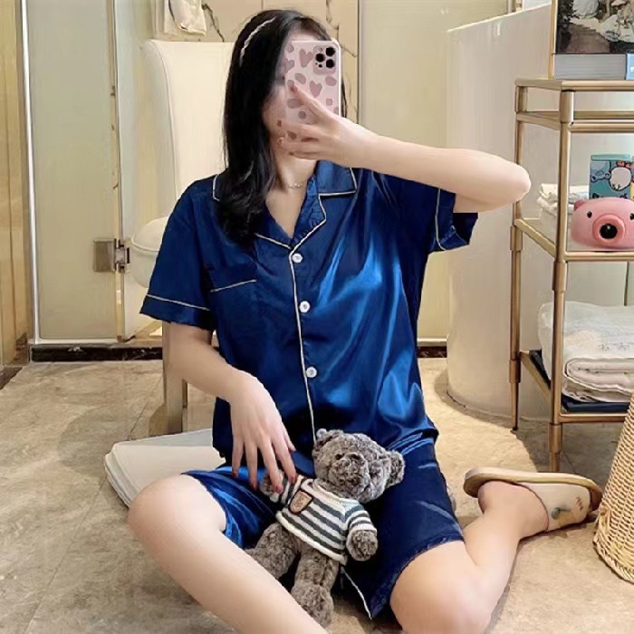 Spring Summer Ice Silk Pajamas for Women Long Sleeve 10 Colors Plus Size Loose M-5XL Homewear Imitation Silk Set Autumn