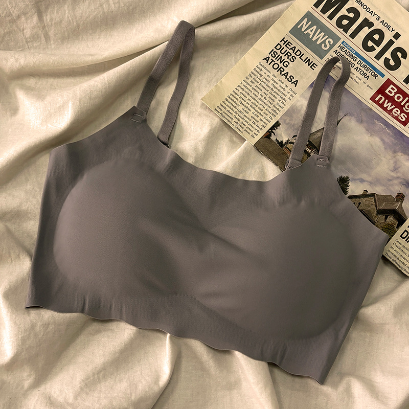 Classic Seamless Ice Silk Bra for Women and Girls, Strap Sports Bra without Underwire, Student Push-Up Tube Top, Small Vest