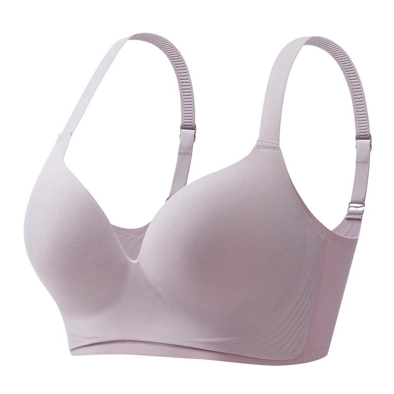 Seamless Bra for Women with Large Busts, Minimizing Small Busts, Thin Fixed Cup, Comfortable, Push-Up, Side Breast Collection, Anti-Sagging Bra Set