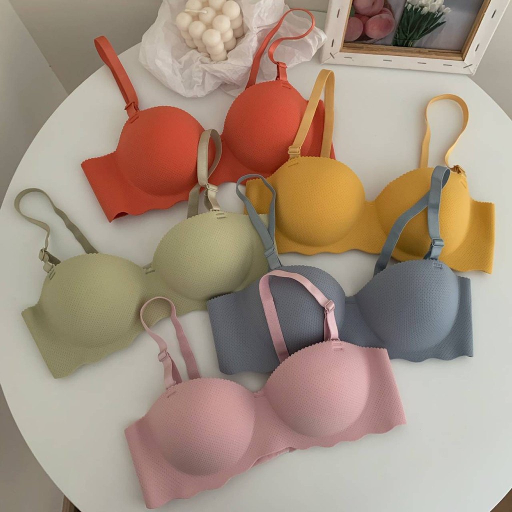  One-Piece Seamless Bra for Women Candy Color Teenage Small Chest Push-Up Wireless Bra-SLIQIA