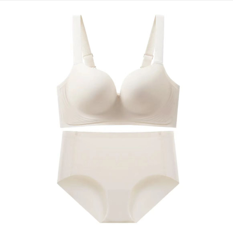 Seamless Bra for Women with Large Busts, Minimizing Small Busts, Thin Fixed Cup, Comfortable, Push-Up, Side Breast Collection, Anti-Sagging Bra Set